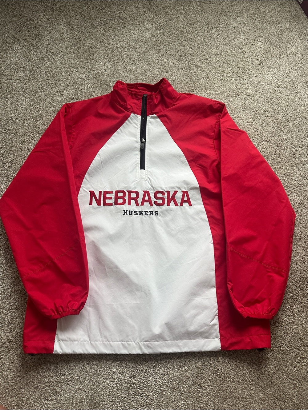 Nebraska Huskers Red and White Windbreaker Pullover